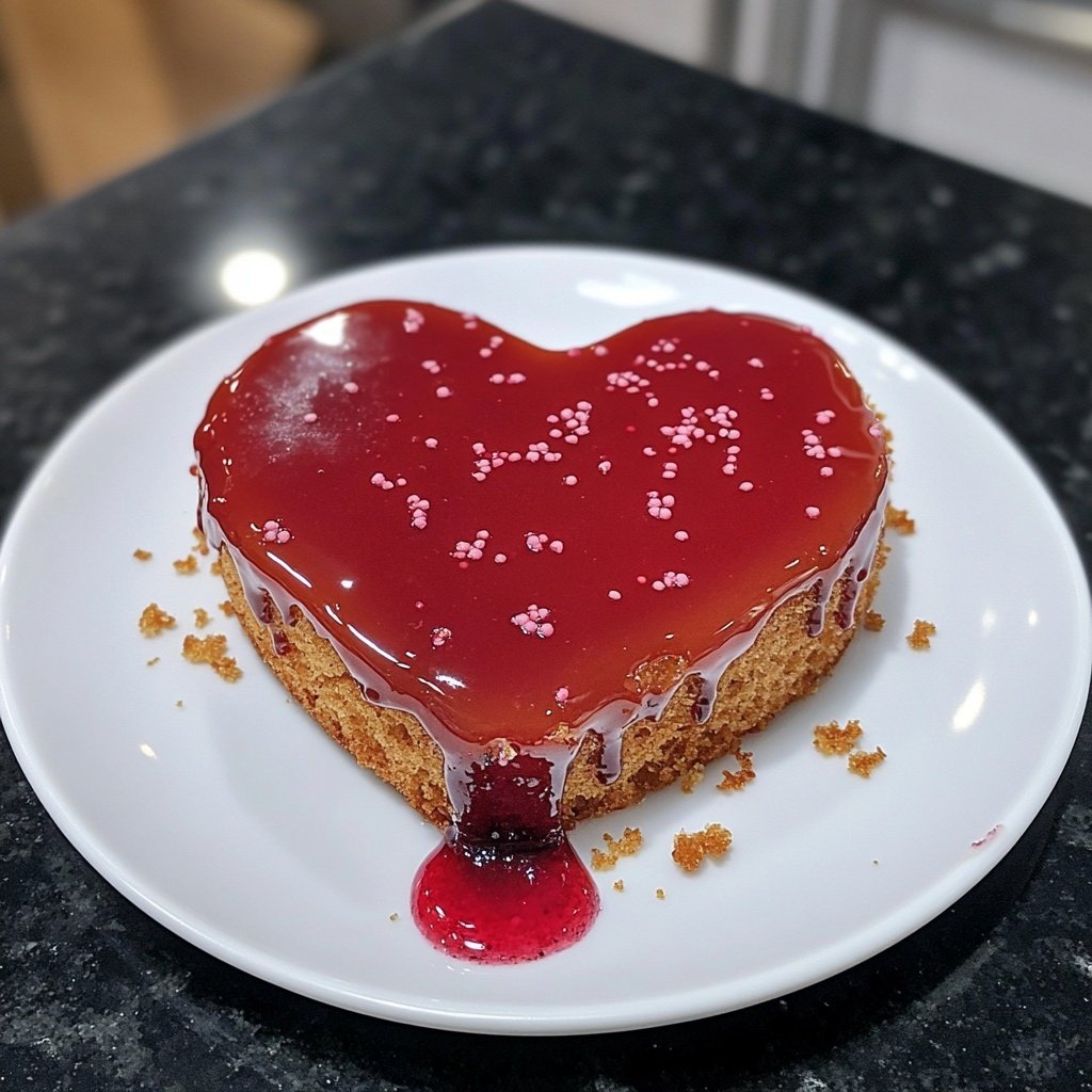 Mini Heart Cake with Raspberry Glaze