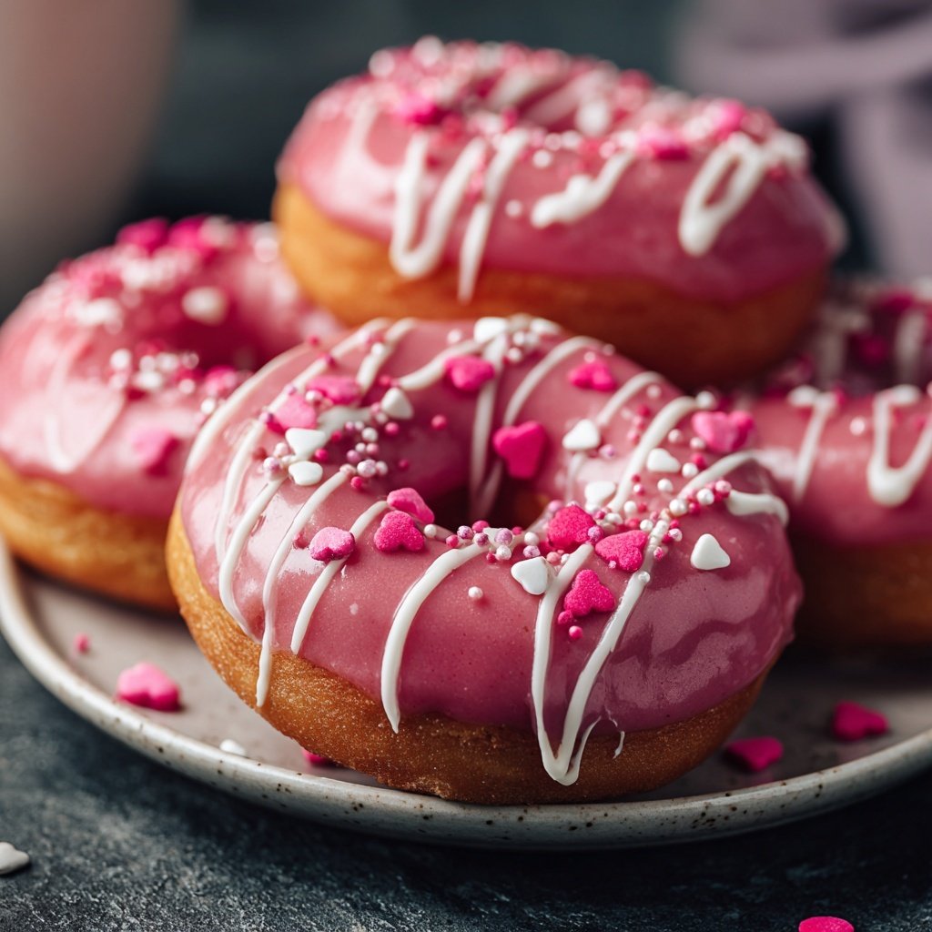 Valentine Donuts with Pink Glaze