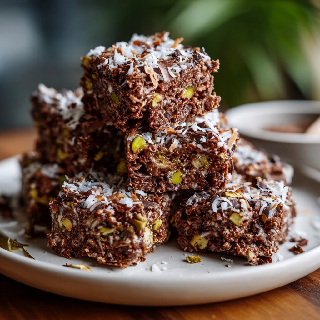 Chocolate Pistachio Coconut Squares