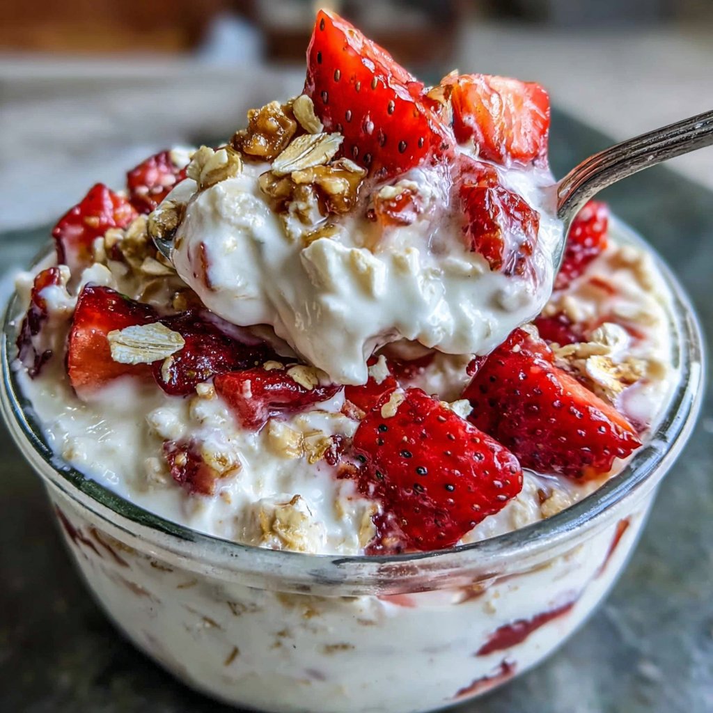 Strawberry Overnight Oats With Yogurt