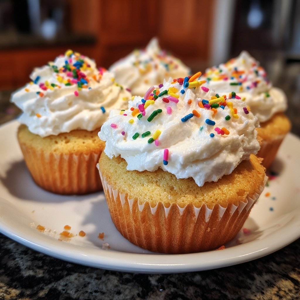 Simple One Bowl Vanilla Cupcakes