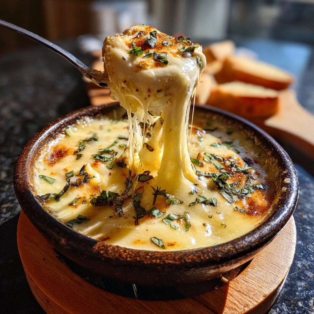 Fondue with Mozzarella and Basil