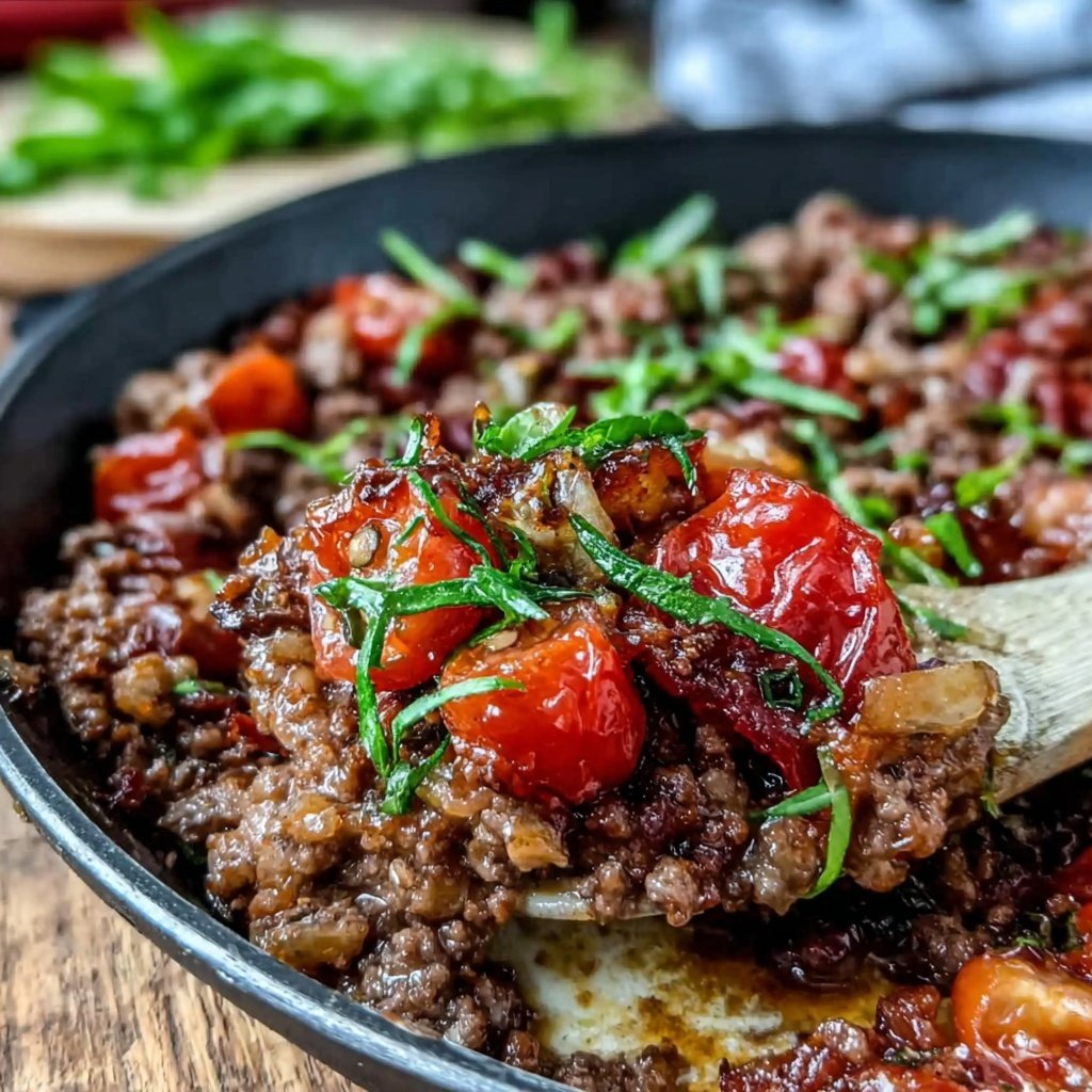 Hamburger Meat And Tomato Skillet