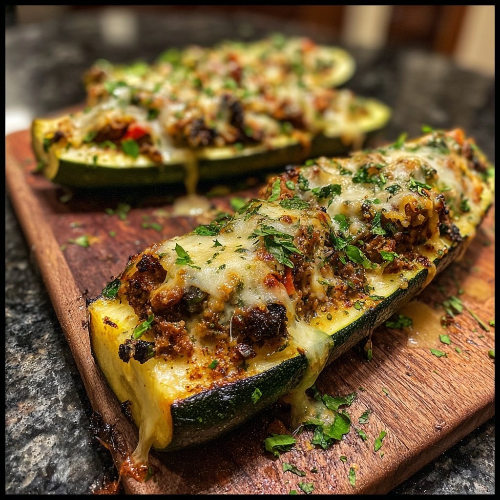 Beef And Veggie Stuffed Zucchini