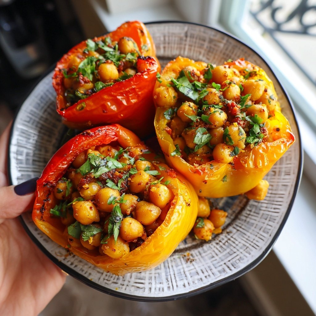 Mediterranean Chickpea Stuffed Peppers