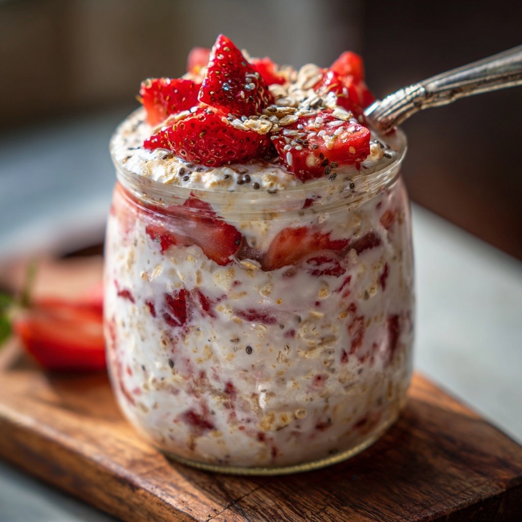 Strawberry Overnight Oats With Chia
