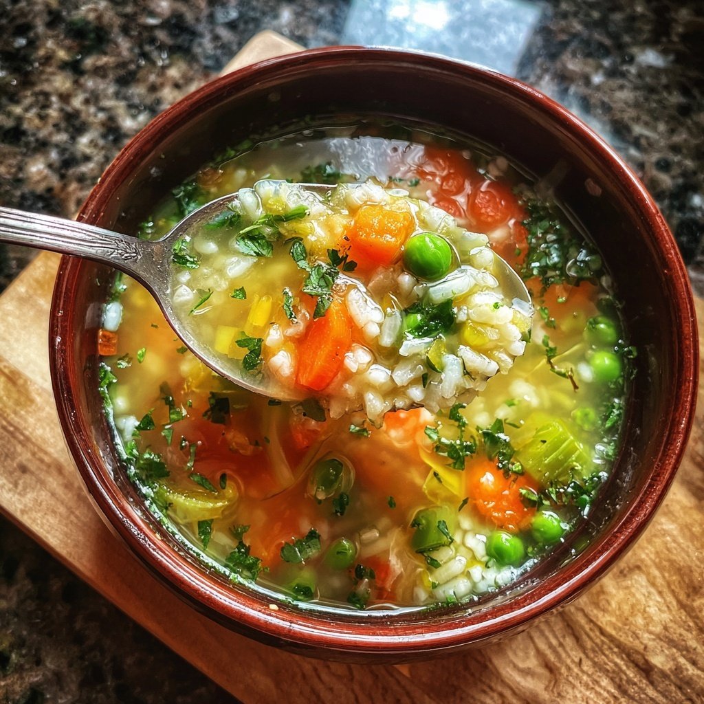 Light Spring Vegetable Rice Soup