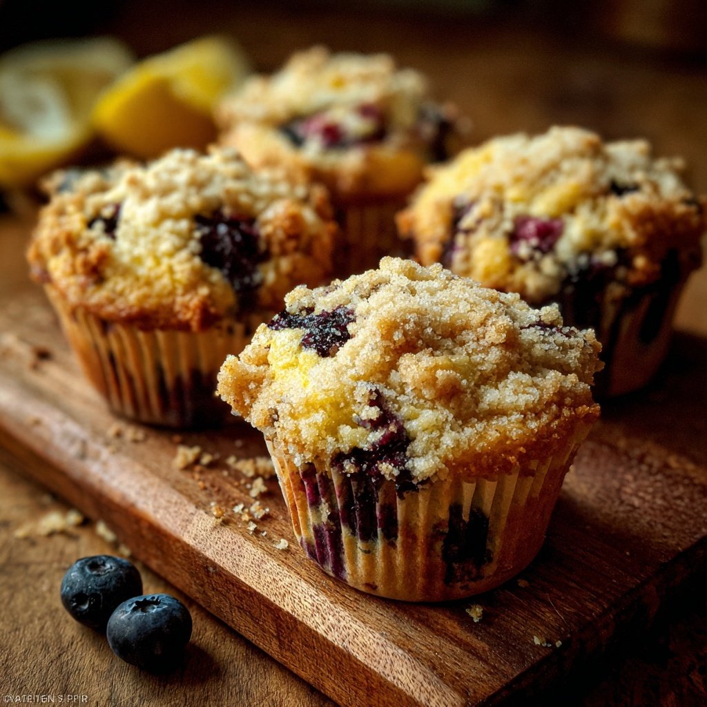 Blueberry Lemon Streusel Muffins